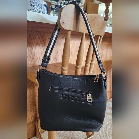 American Bling handbag EUC Black & Cream shoulder bag - Picture 3 of 7